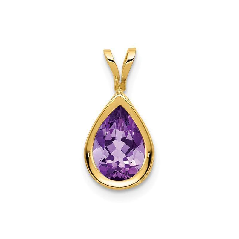 14k 9x6mm Pear Amethyst Checker bezel pendant - Seattle Gold Grillz