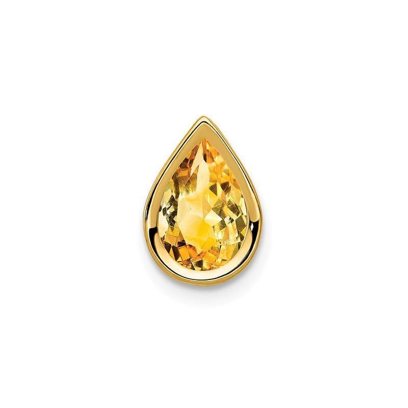 14k 9x6mm Pear Citrine Checker bezel pendant - Seattle Gold Grillz