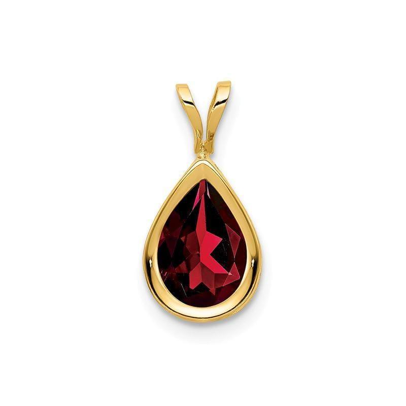 14k 9x6mm Pear Garnet Checker bezel pendant - Seattle Gold Grillz