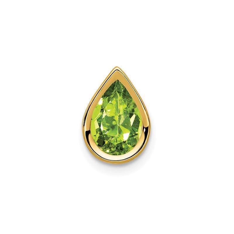 14k 9x6mm Pear Peridot bezel pendant - Seattle Gold Grillz