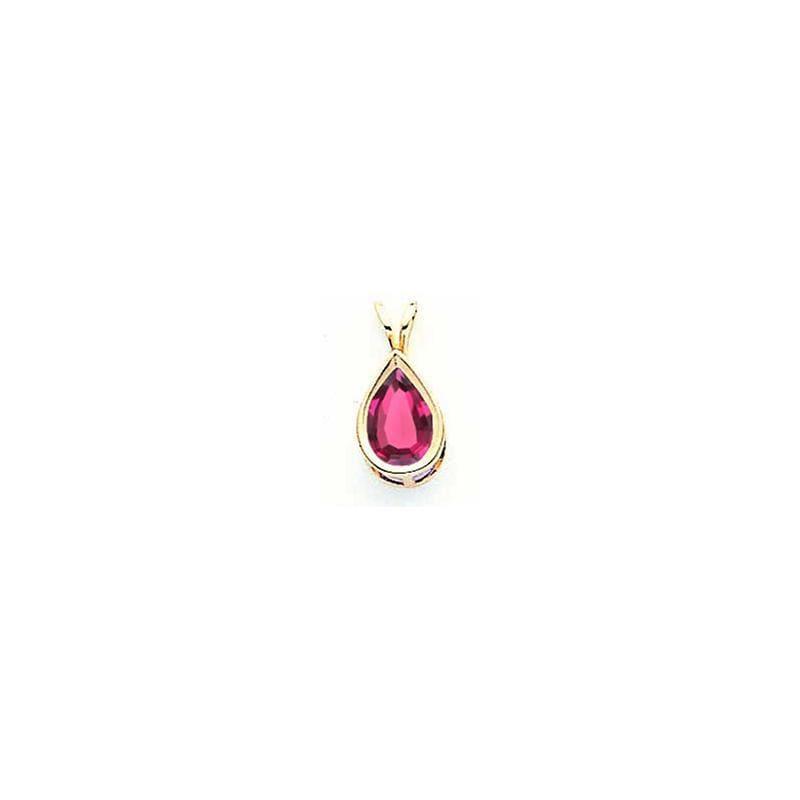 14k 9x6mm Pear Rhodolite Garnet bezel pendant - Seattle Gold Grillz
