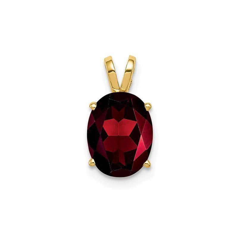 14k 9x7mm Oval Garnet Checker pendant - Seattle Gold Grillz