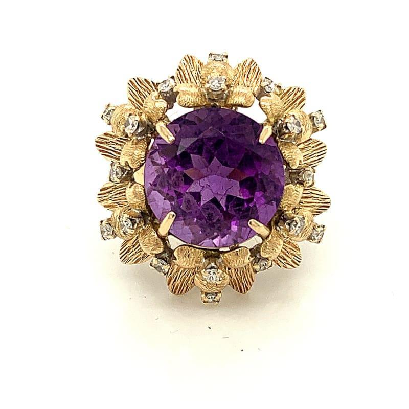 14k Amethyst & Diamond Cocktail Ring - Seattle Gold Grillz