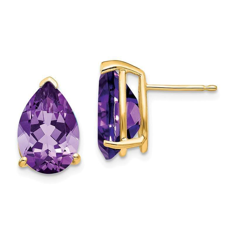 14k Amethyst Pear Stud Earrings - Seattle Gold Grillz