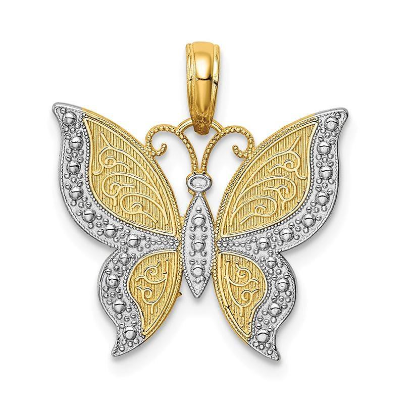 14K & Rhodium Butterfly Pendant - Seattle Gold Grillz