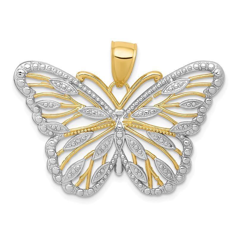 14k and Rhodium Butterfly Pendant - Seattle Gold Grillz