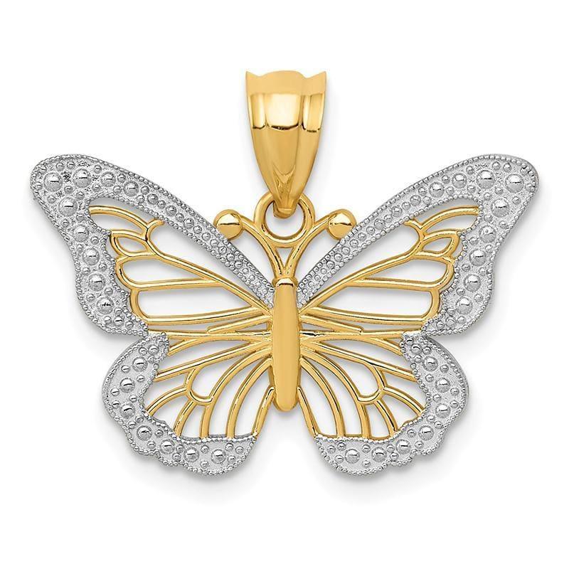 14k & Rhodium Butterfly Pendant - Seattle Gold Grillz