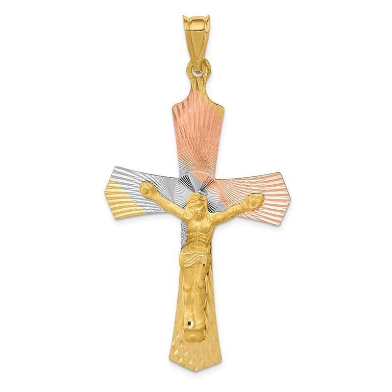 14k and Rhodium Crucifix Cross Pendant - Seattle Gold Grillz
