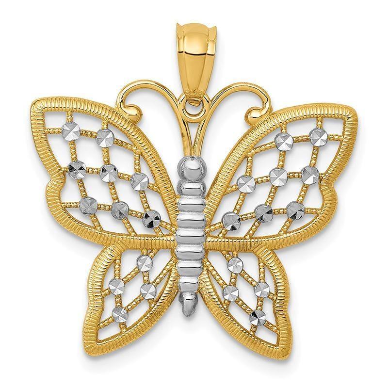 14k and Rhodium D-C Butterfly Pendant - Seattle Gold Grillz