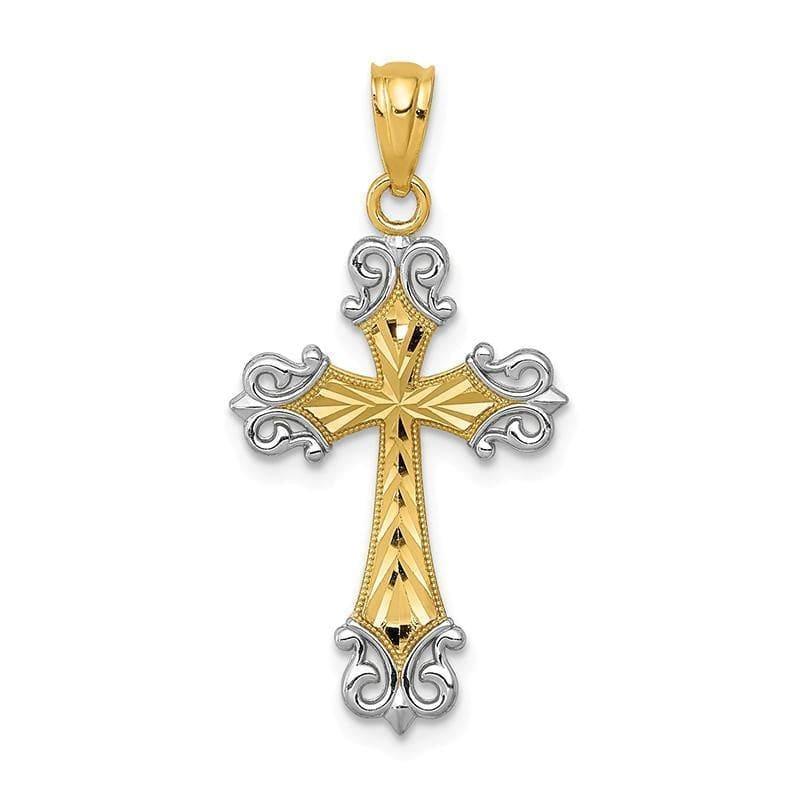 14k and Rhodium D-C Cross Pendant - Seattle Gold Grillz