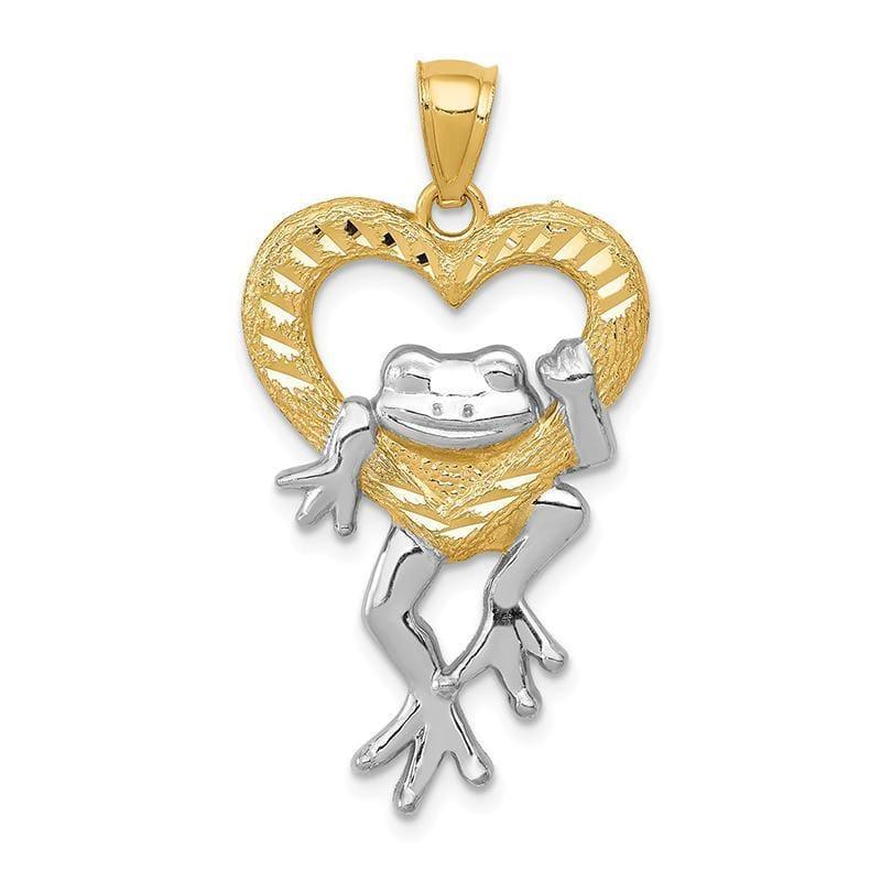 14k and Rhodium D-C Frog in Heart Pendant - Seattle Gold Grillz