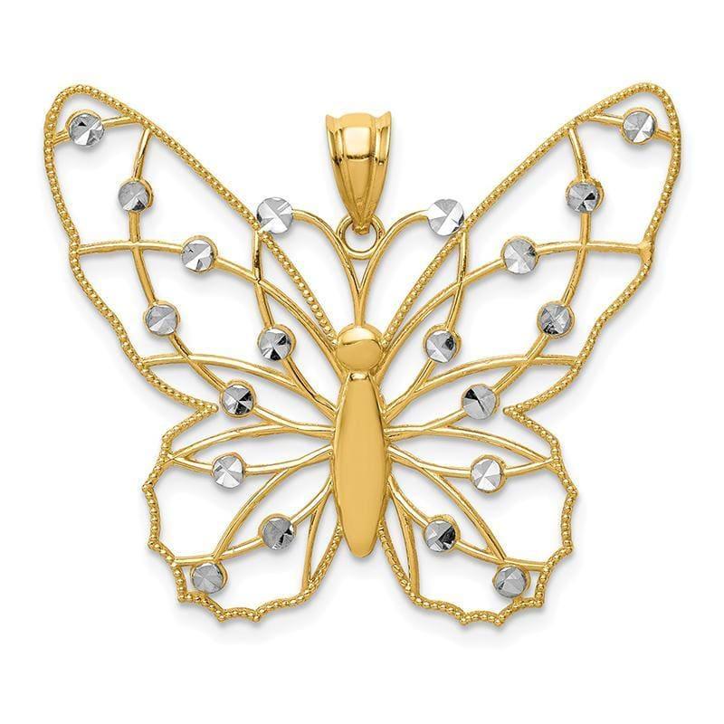 14k & Rhodium Diamond-cut Butterfly Pendant - Seattle Gold Grillz