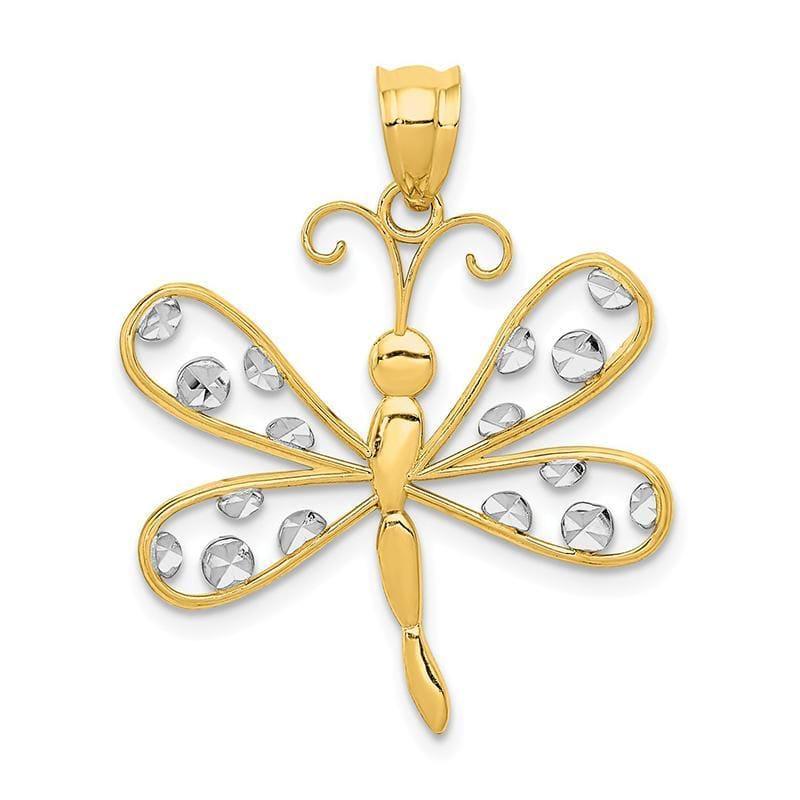 14k & Rhodium Diamond-cut Dragonfly Pendant - Seattle Gold Grillz