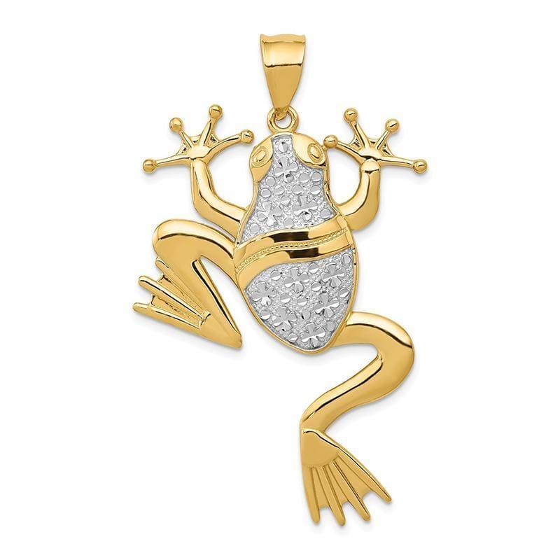 14K and Rhodium Diamond-cut Frog Pendant - Seattle Gold Grillz