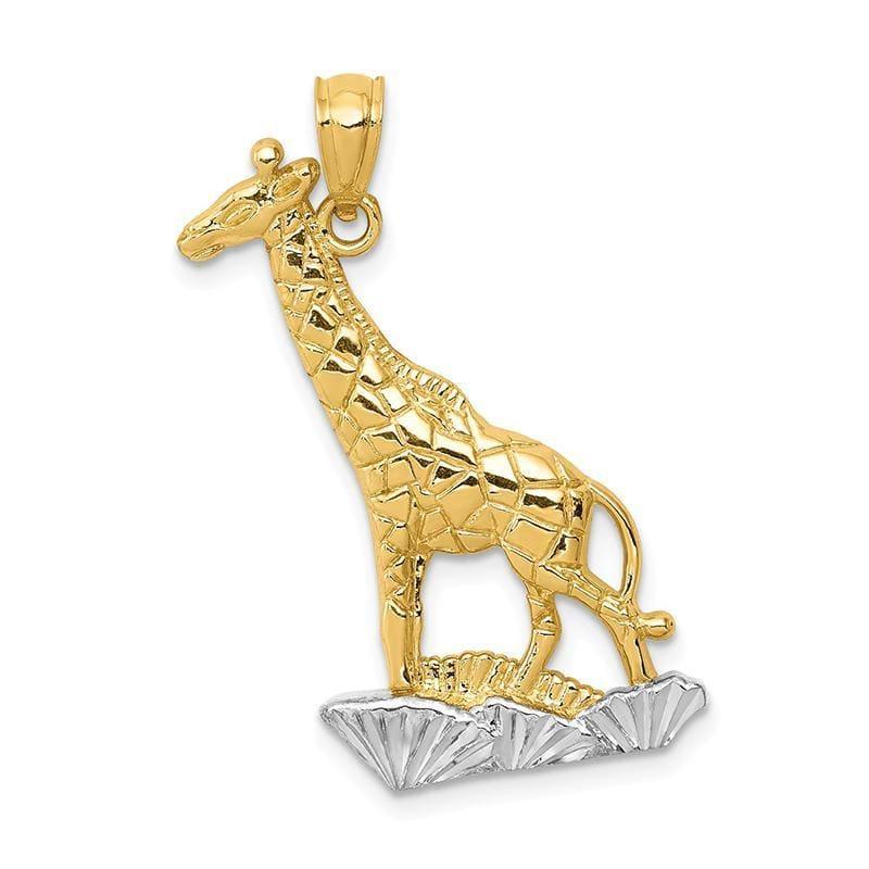 14k & Rhodium Diamond-cut Polished Giraffe Pendant - Seattle Gold Grillz
