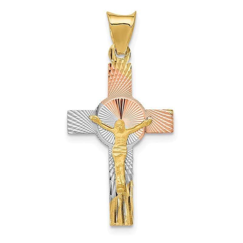 14k and Rhodium Iona Crucifix Cross Pendant - Seattle Gold Grillz
