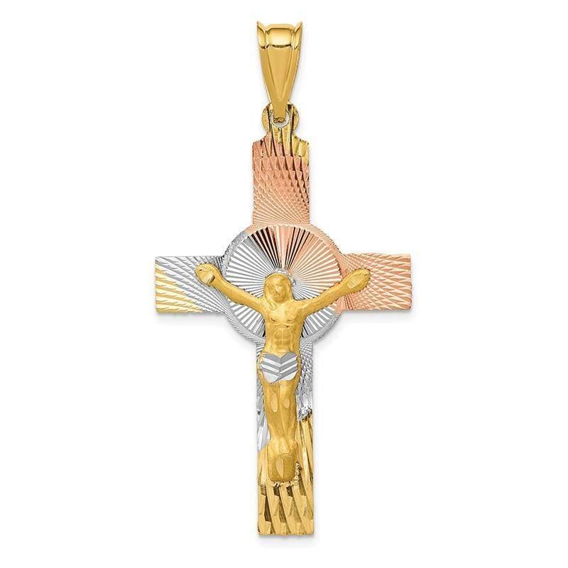 14k and Rhodium Iona Crucifix Cross Pendant - Seattle Gold Grillz