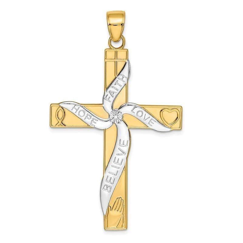 14K & Rhodium Latin Cross Pendant - Seattle Gold Grillz
