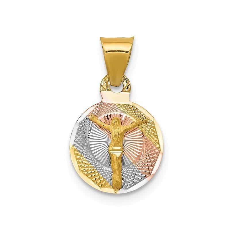 14k & Rhodium Polished & D-C CORPUS Circle Pendant - Seattle Gold Grillz