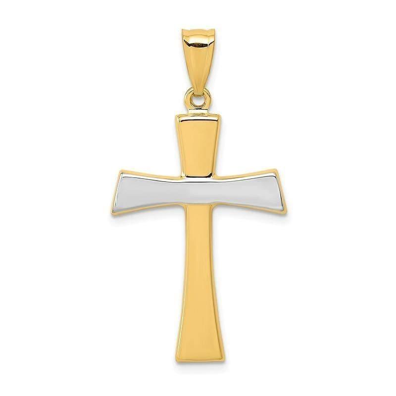 14k & Rhodium Polished Cross Pendant - Seattle Gold Grillz