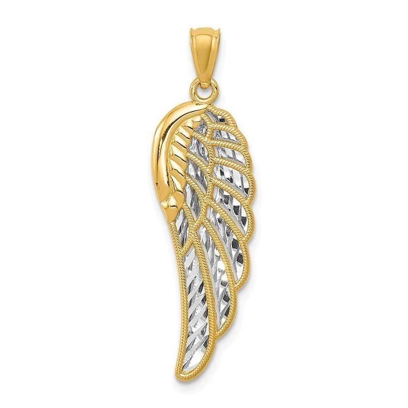14k & Rhodium Polished Two Level Angel Wing Pendant - Seattle Gold Grillz