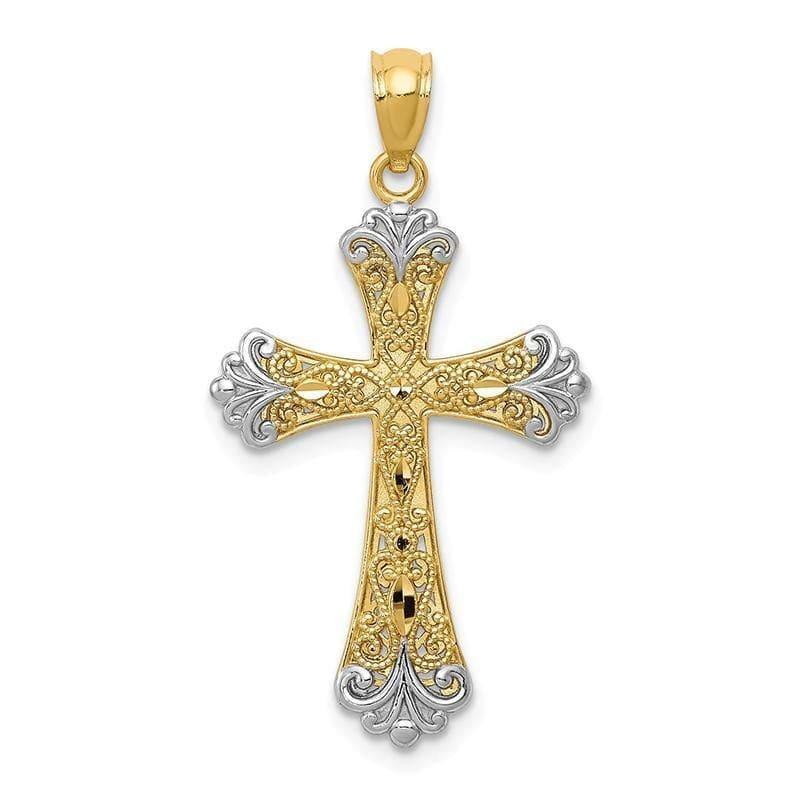 14k & Rhodium Reversible Cross Pendant - Seattle Gold Grillz