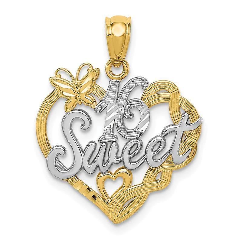 14k and Rhodium Sweet 16 Pendant - Seattle Gold Grillz