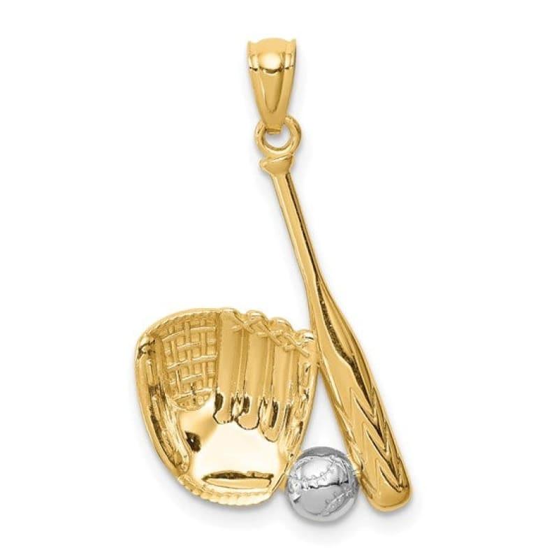 14K Baseball Glove Bat Ball Pendant - Seattle Gold Grillz