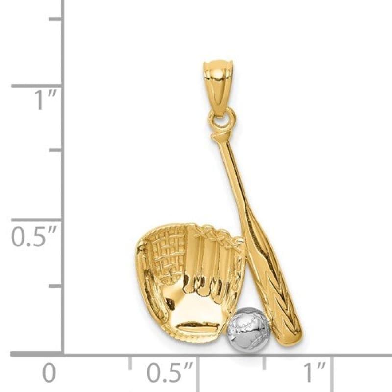 14K Baseball Glove Bat Ball Pendant - Seattle Gold Grillz