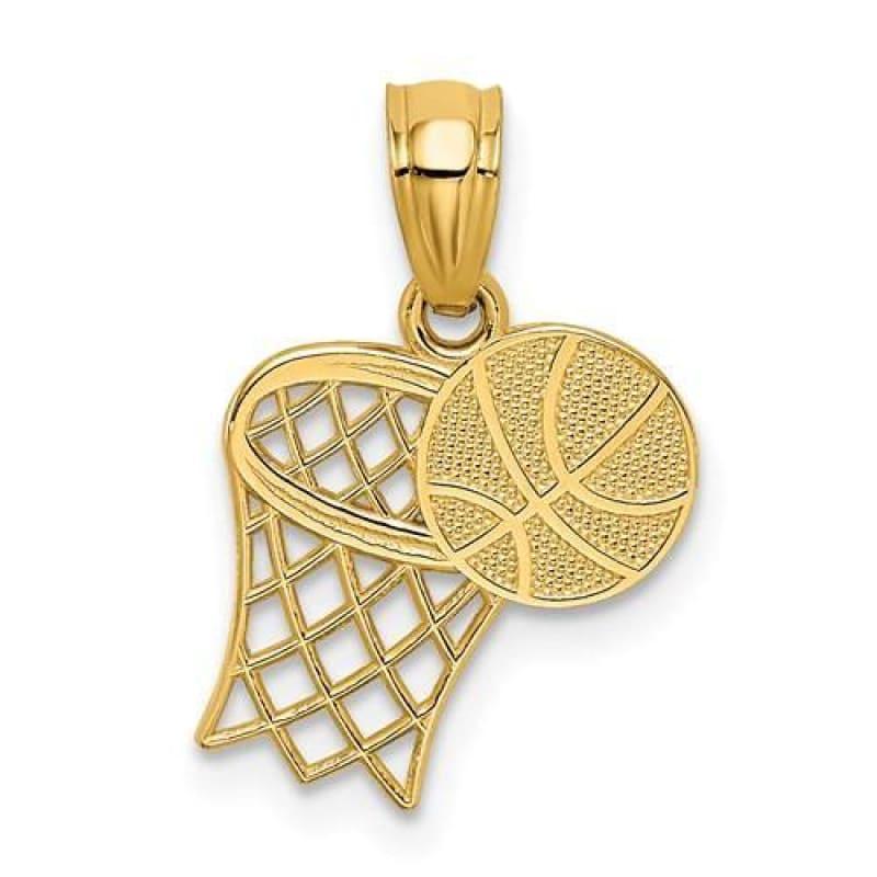 14k Basketball And Hoop Pendant - Seattle Gold Grillz