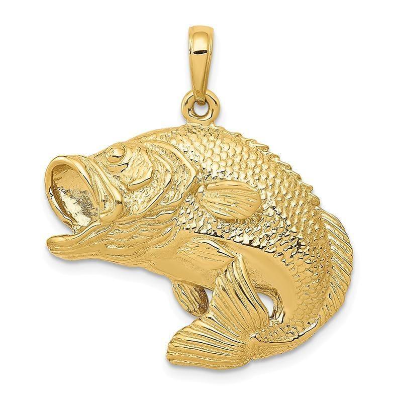 14k Bass Fish Jumping Pendant - Seattle Gold Grillz