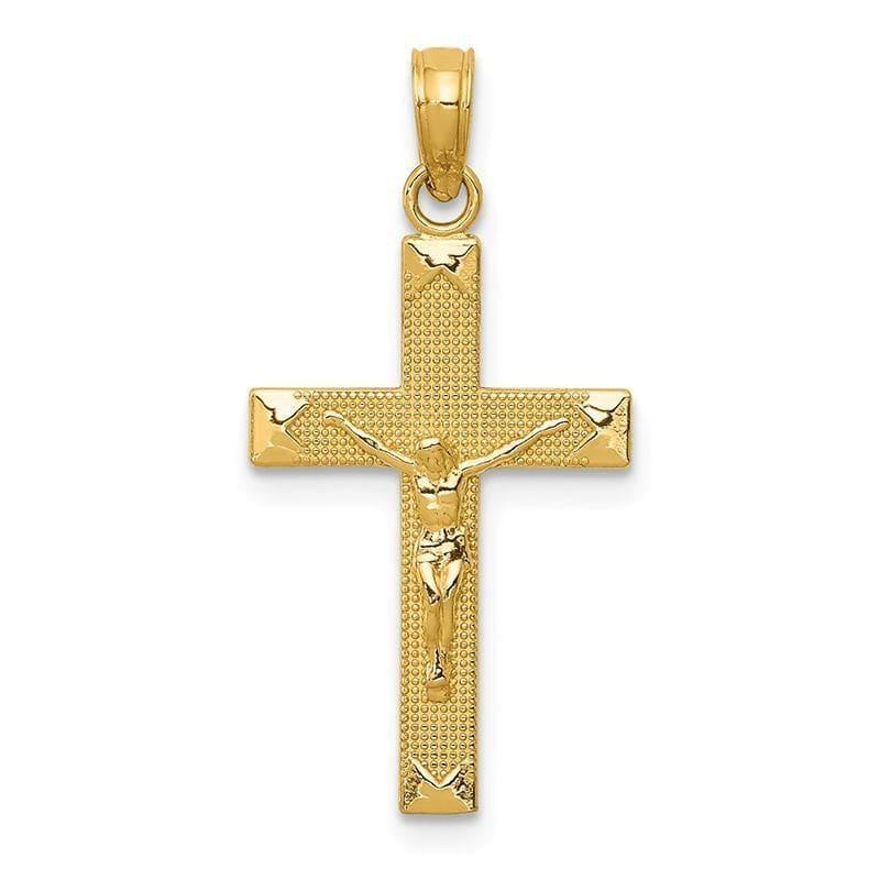 14K Beveled Tipped Crucifix Pendant. Weight: 0.78, Length: 26, Width: 13 - Seattle Gold Grillz