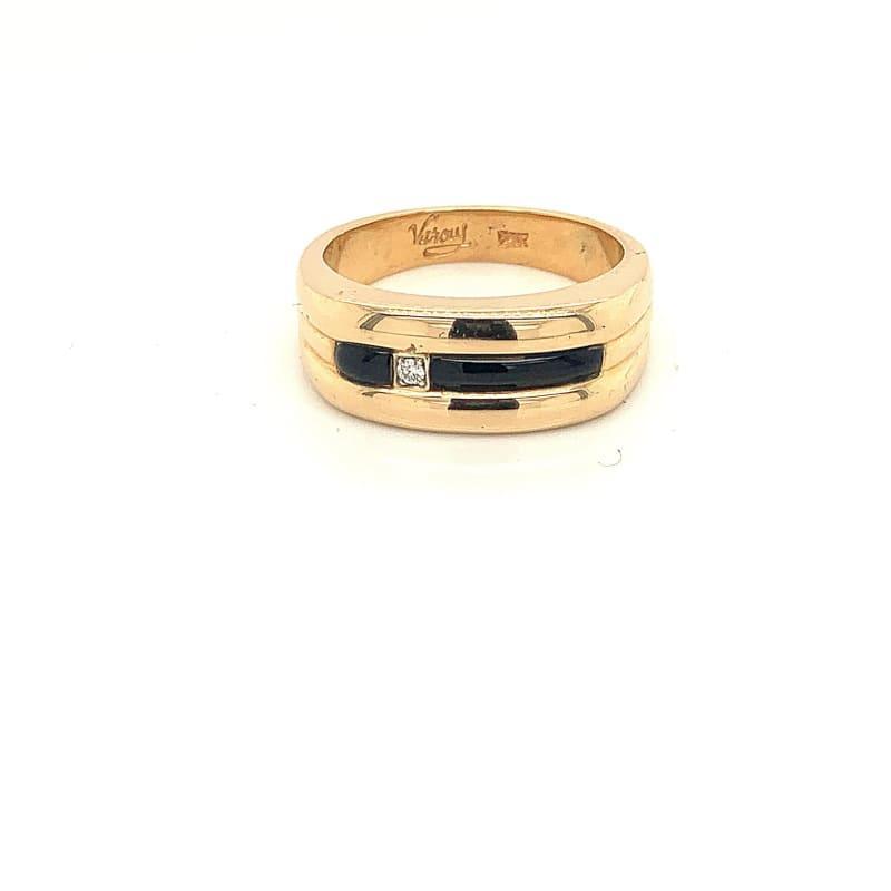 14k Black Jade Diamond Mens Ring - Seattle Gold Grillz