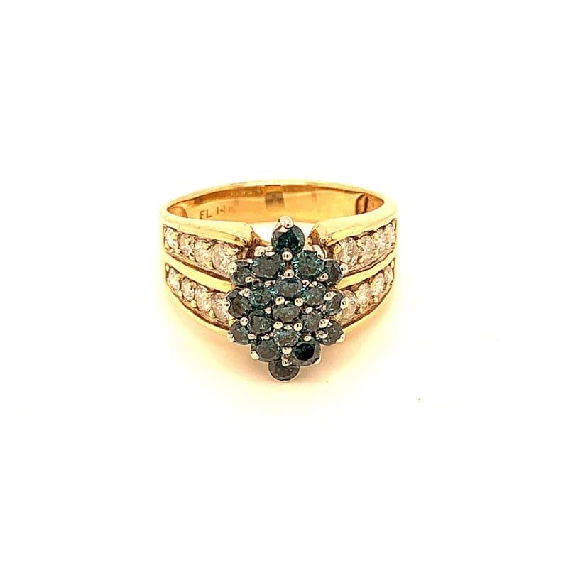 14k Blue & White Diamond Ring - Seattle Gold Grillz