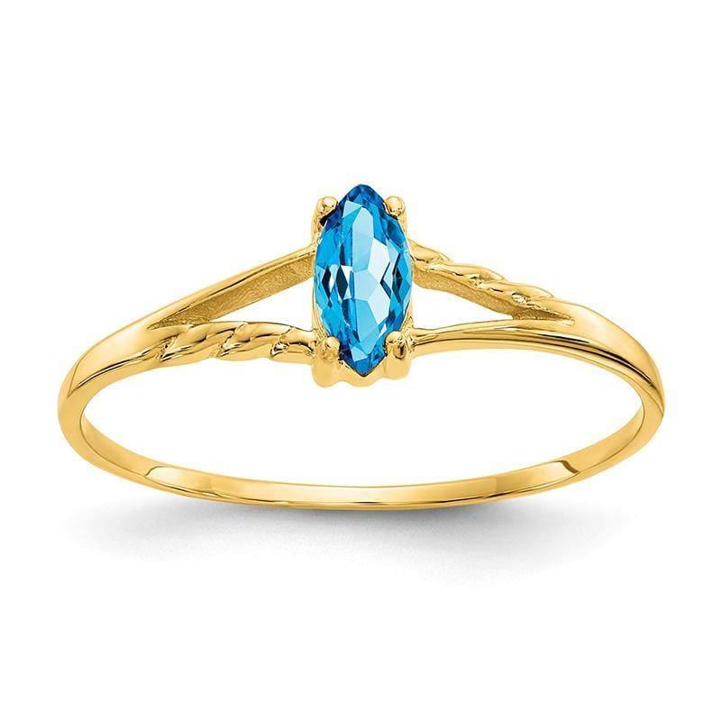 14k Blue Topaz Birthstone Ring - Seattle Gold Grillz