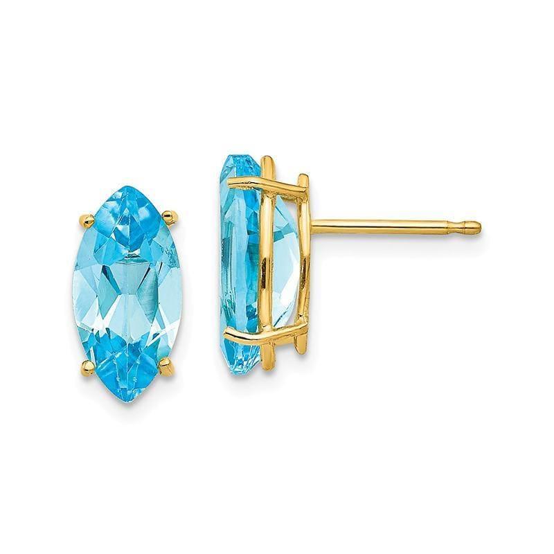 14k Blue Topaz marquis stud earring - Seattle Gold Grillz