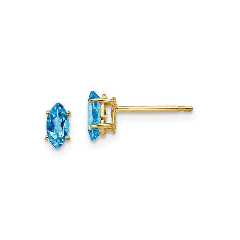 14k Blue Topaz marquis stud earring - Seattle Gold Grillz