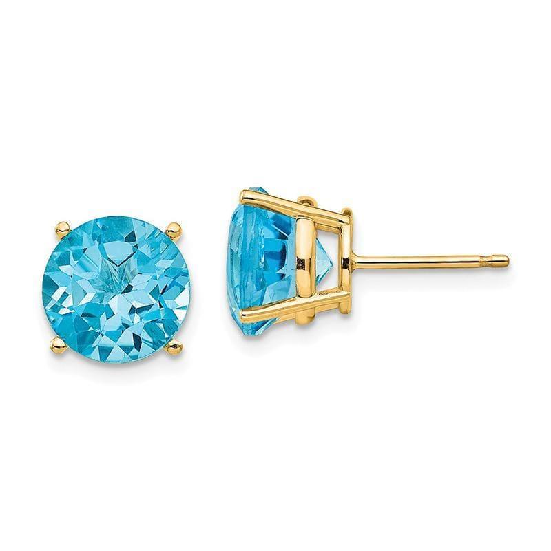 14k Blue Topaz Round Stud Earrings - Seattle Gold Grillz