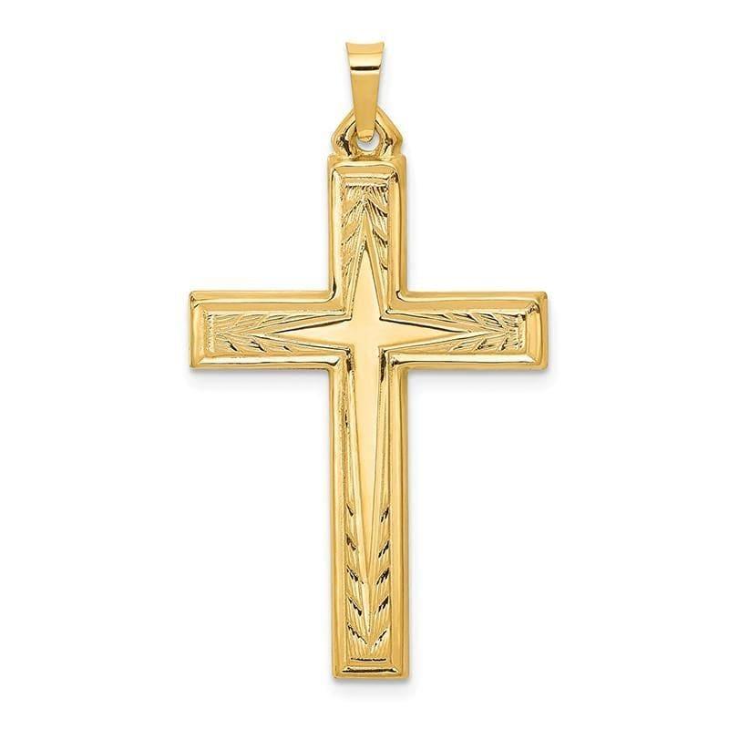 14k Brushed and Polished Latin Cross Pendant - Seattle Gold Grillz