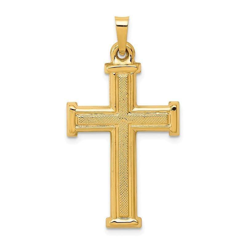 14k Brushed and Polished Latin Cross Pendant - Seattle Gold Grillz
