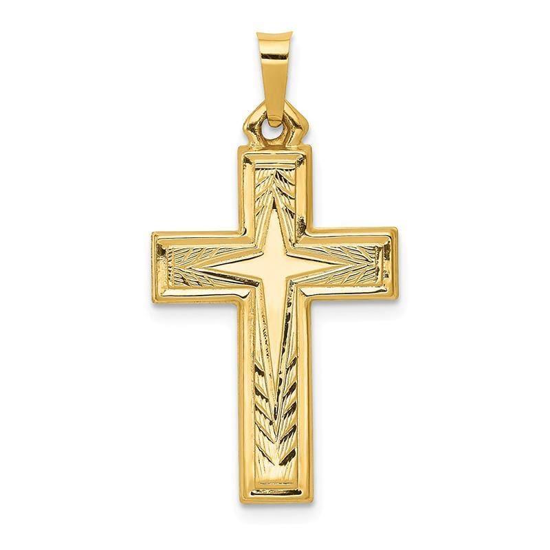 14k Brushed and Polished Latin Cross Pendant - Seattle Gold Grillz