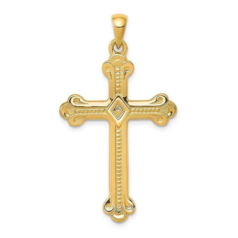 14k Budded Cross Pendant - Seattle Gold Grillz