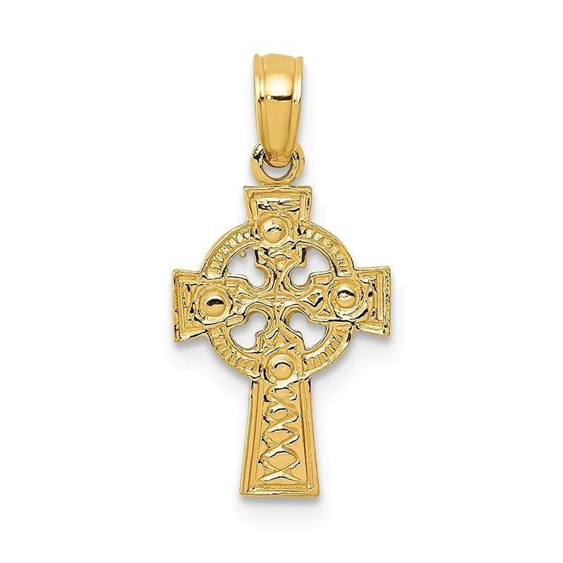 14K Celtic Cross w-Eternity Circle Pendant. Weight: 0.59, Length: 19, Width: 10 - Seattle Gold Grillz
