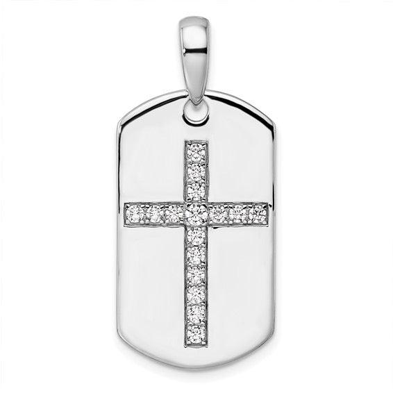 14K Center Cross Dog Tag Pendant - Seattle Gold Grillz