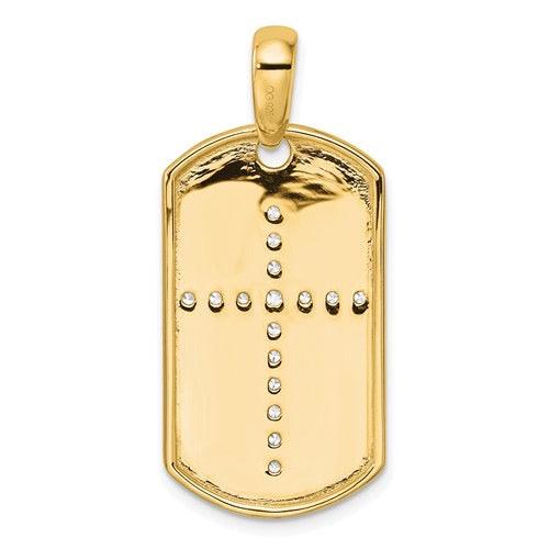 14K Center Cross Dog Tag Pendant - Seattle Gold Grillz
