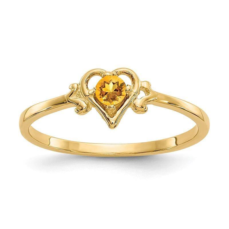14K Citrine Birthstone Heart Ring - Seattle Gold Grillz