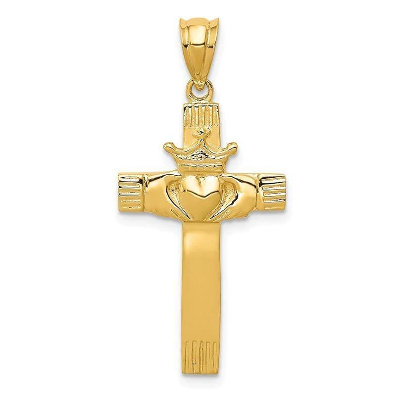 14k Claddagh Cross Pendant. Weight: 2, Length: 33, Width: 15 - Seattle Gold Grillz