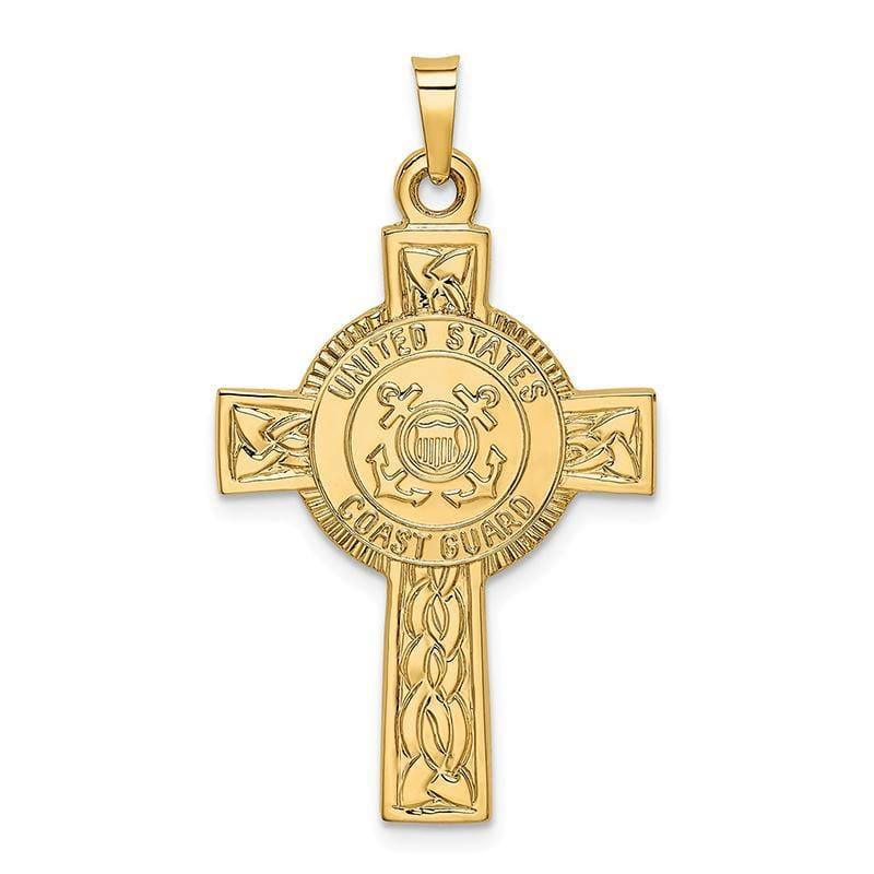 14k Cross w-Coast Guard Insignia Pendant - Seattle Gold Grillz