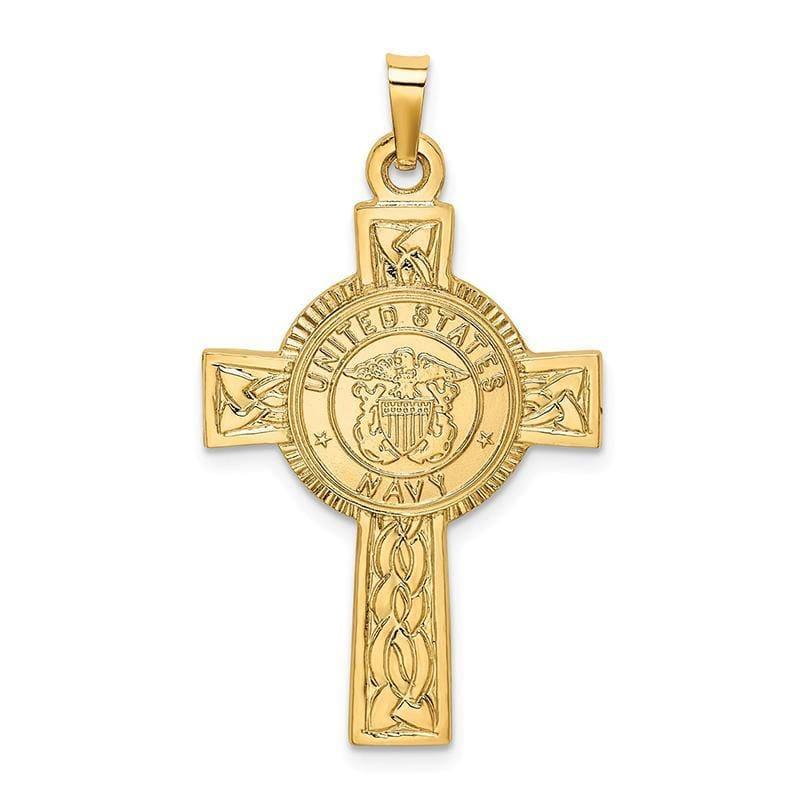 14k Cross w-Navy Insignia Pendant - Seattle Gold Grillz