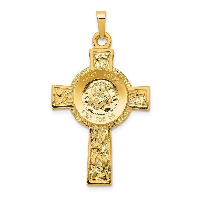 14k Cross w-St Anthony Medal Pendant. Weight: 2.05, Length: 37, Width: 21 - Seattle Gold Grillz